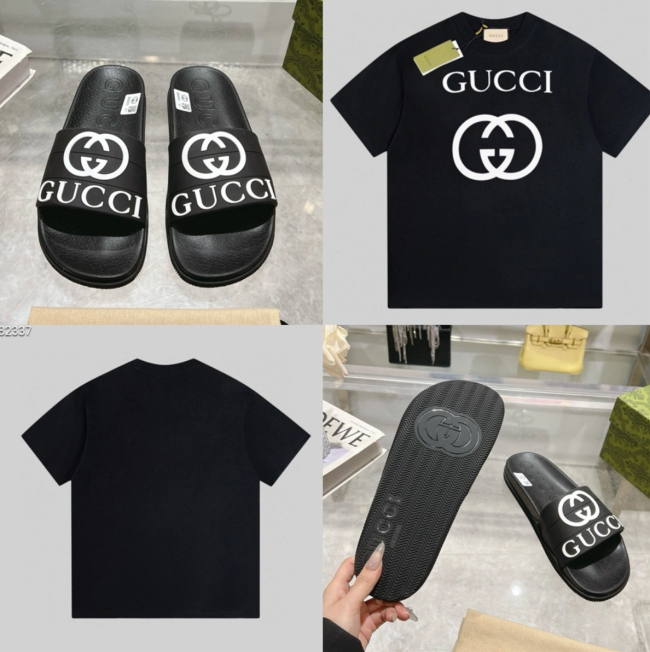  Fashion Slides with T shirt Set #GUI