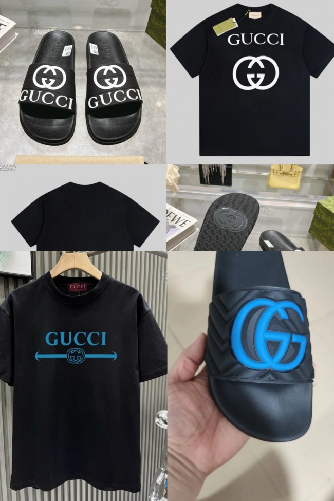 Fashion Slides with T shirt Set #GUI