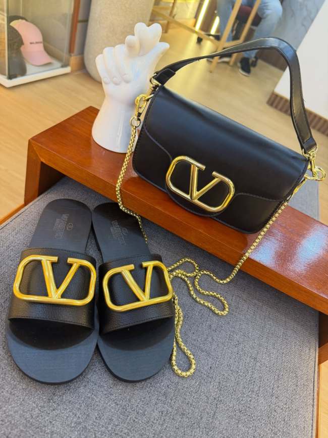 Fashion Slides with Bag Set #NOO