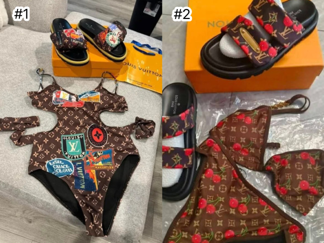 Fashion Swimsuits with Slides Set #LOV