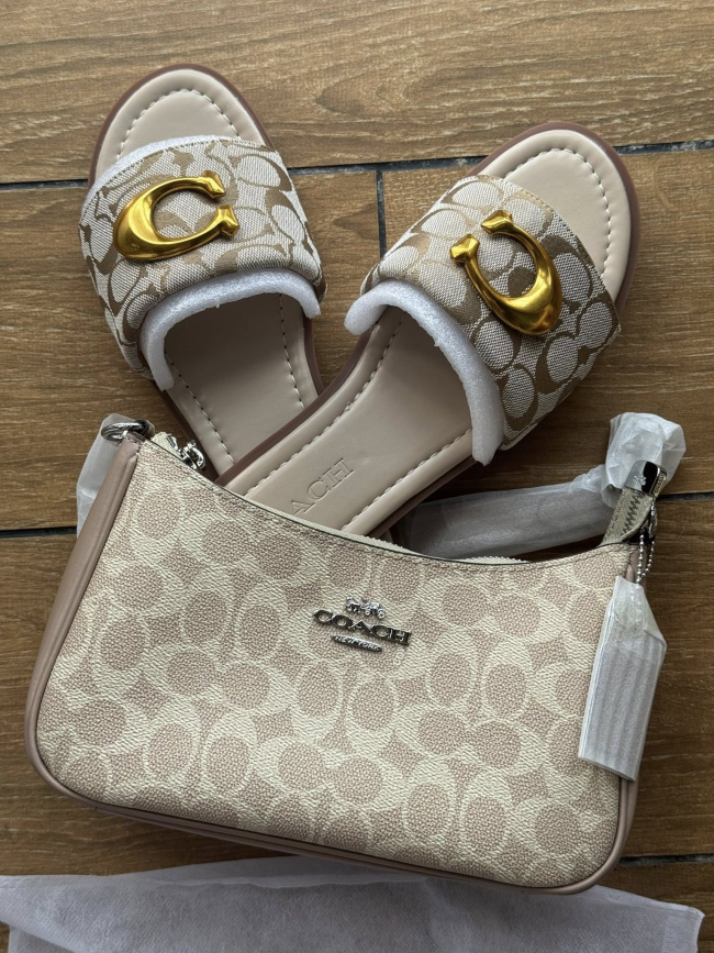 Fashion Slides with Bag Set with Chains #COA