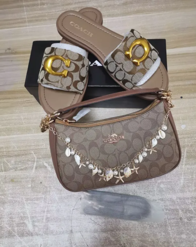 Fashion Slides with Bag Set with Chains #COA