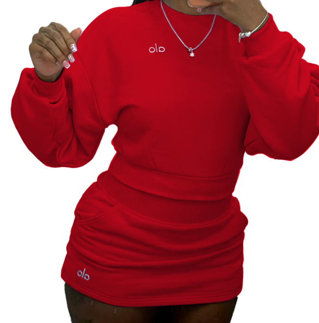 Women Fashion Alo Sweatshirt with Skirt Set No Tags