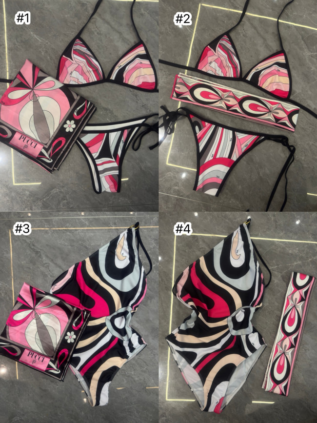 Fashion Pucci Striped Bikini Scarf Swimwear