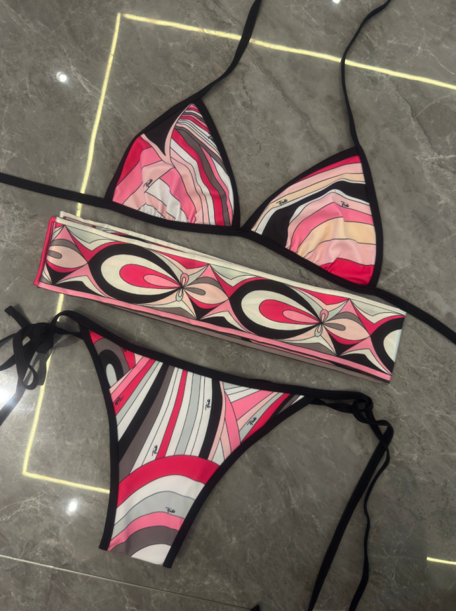 Fashion Pucci Striped Bikini Scarf Swimwear