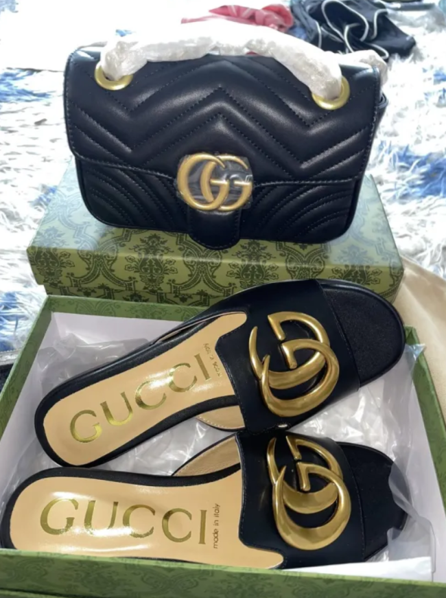 Fashion Slides with Bag Set NO Box Free Shipping #GUI  #LOV