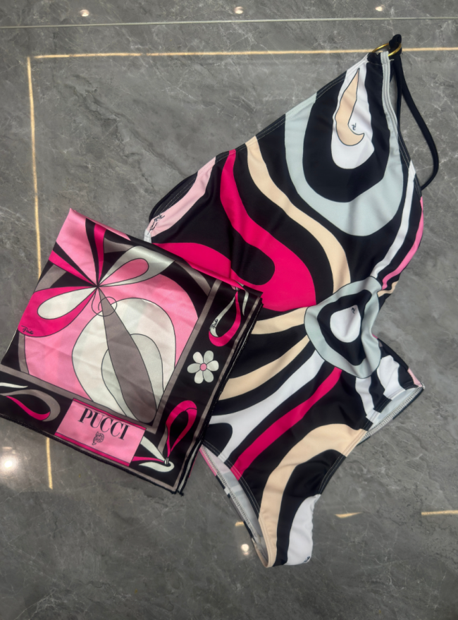 Fashion Pucci Striped Bikini Scarf Swimwear
