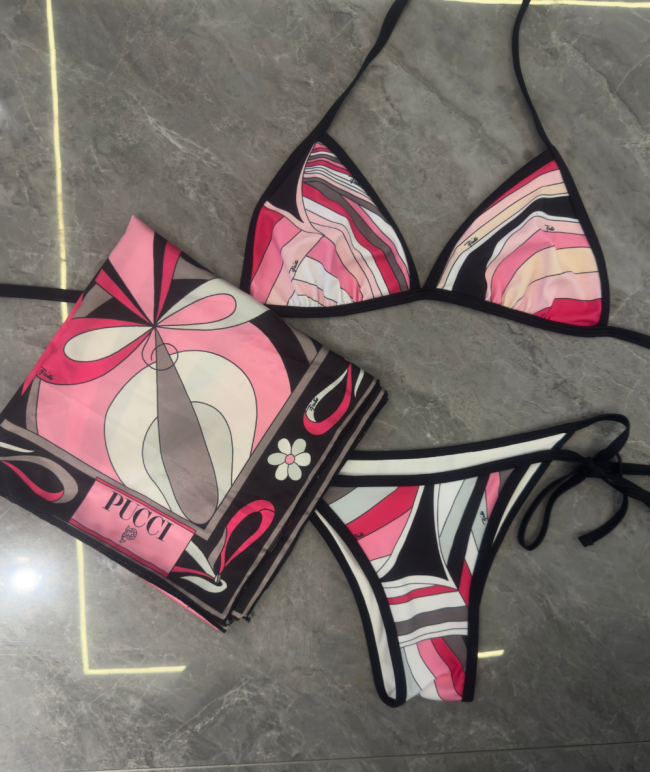 Fashion Pucci Striped Bikini Scarf Swimwear