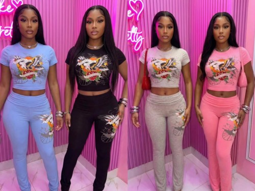 Women Fashion ED Shirt with Pants Set #NOO