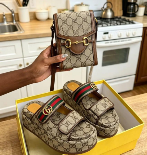 Fashion Thick Slides with Bag Set  #GUI