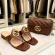 Fashion Brown Slides with Bag Set #GUI