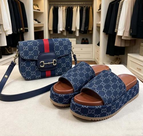 Fashion Slides with Bag Set No Box Free Shipping #GUI