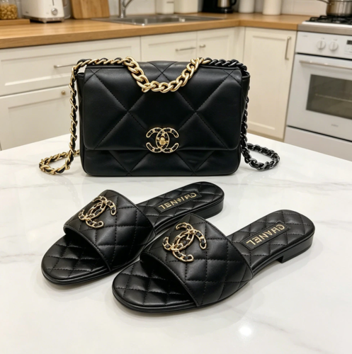 Fashion Slides with Bag Set #CHN