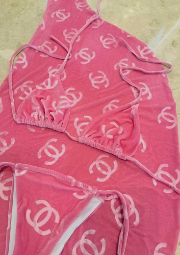 Fashion Velvet Women Swimsuit 3 pcs Set with Tags #CHN