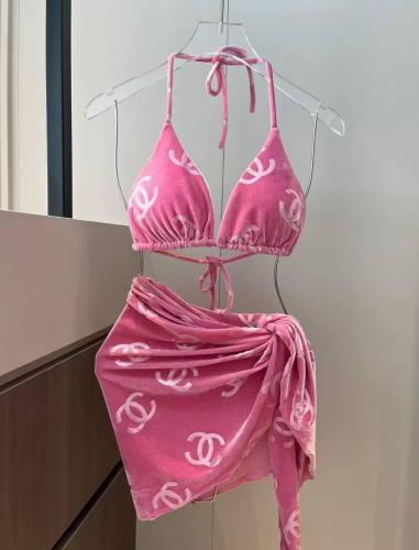 Fashion Velvet Women Swimsuit 3 pcs Set with Tags #CHN