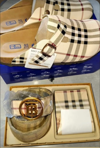  Fashion Shoes with Wallet Belt Set #BUR