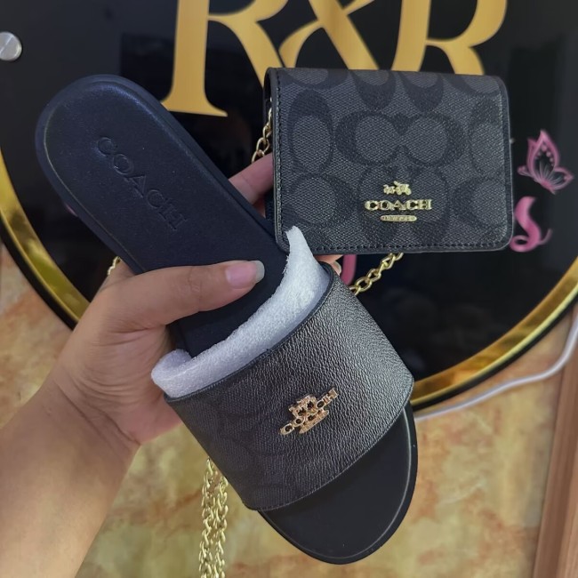 Fashion Slides with Bag Set #COA