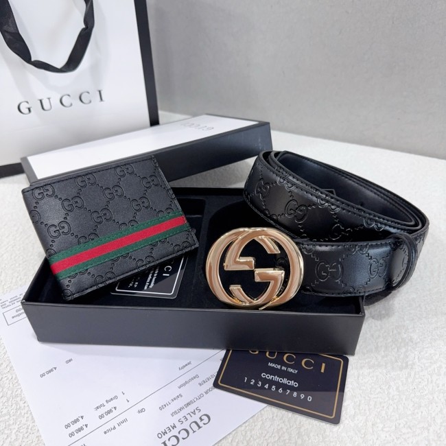 Fashion Men's Belt with Wallet Set with Box #GUI