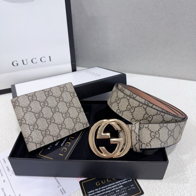Fashion Men's Belt with Wallet Set with Box #GUI