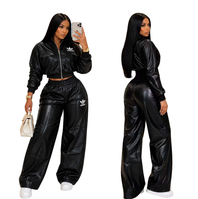 Women Fashion Leather Jacket Set #AD
