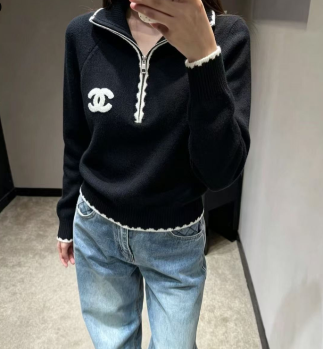 Women Fashion Quater Zipper Sweaters with Tags #CHN