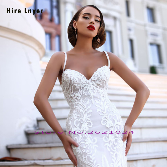 New Arrivals Mermaid Wedding Dresses With Removable Train Vestido De Noiva Sereia Shoulder Straps Backless Sexy Lace Gowns