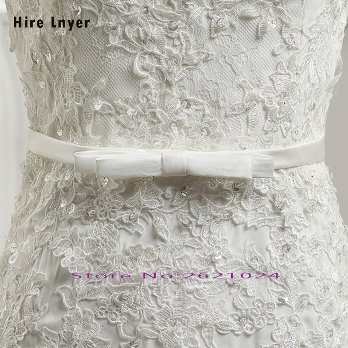 HIRE LNYER New Arrive Three Quarter Sleeve Zipper Up Bow Appliques Lace Beading Sheath Wedding Dresses China Vestido Noiva