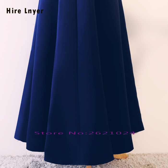HIRE LNYEY New Listing Short Sleeve Lace Up Ankle-Length Blue Satin Mother of the Bride Dresses Alibaba China Vestido De Noiva