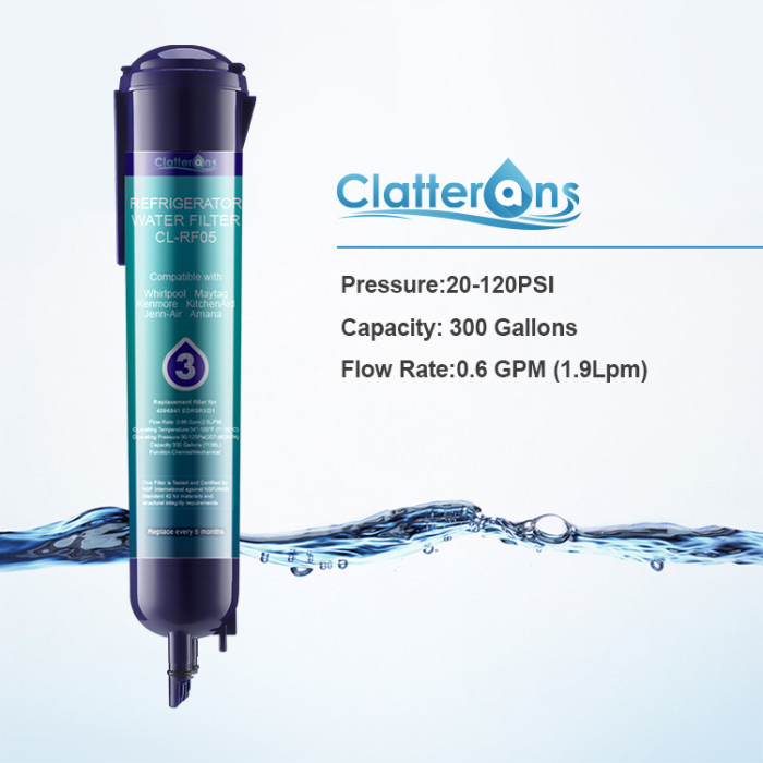 Clatterans CL-RF05 CLRF05 Refrigerator Water Filter Compatible for EDR3RXD1 4396710 4396841 Filter 3 & Kenmore 9030 9083 Water Filter