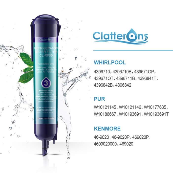 Clatterans CL-RF05 CLRF05 Refrigerator Water Filter Compatible for EDR3RXD1 4396710 4396841 Filter 3 & Kenmore 9030 9083 Water Filter