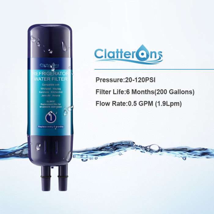 Clatterans CL-RF27 Refrigerator Water Filter Compatible for EDR1RXD1 W10295370 WRS322FDAM02 Filter 1 & Kenmore 9930 Water Filter