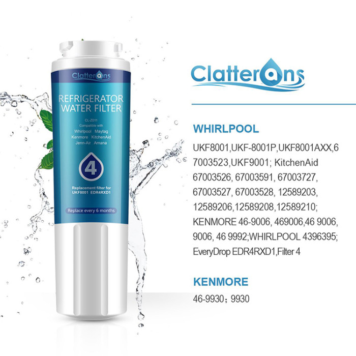 Clatterans CL-Z011 CLZ011 Replacement Refrigerator Water Filter for EDR4RXD1 Filter 4 & Maytag UKF8001 Water Filter