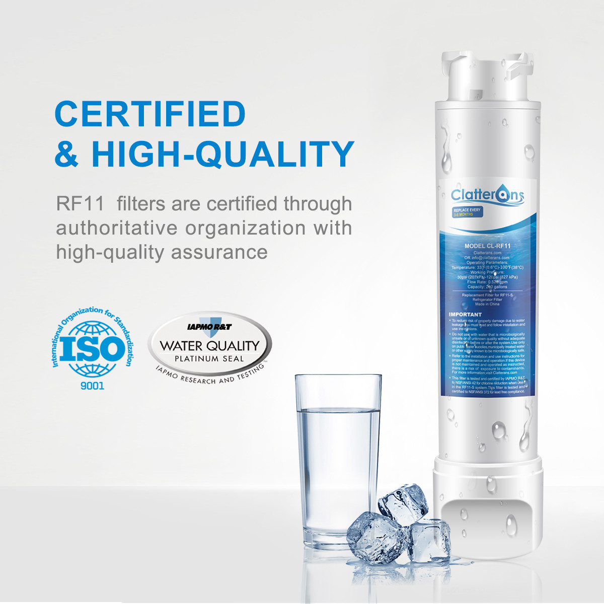 CLRF11 Frigidaire EPTWFU01 Refrigerator Water Filter, 3Pack