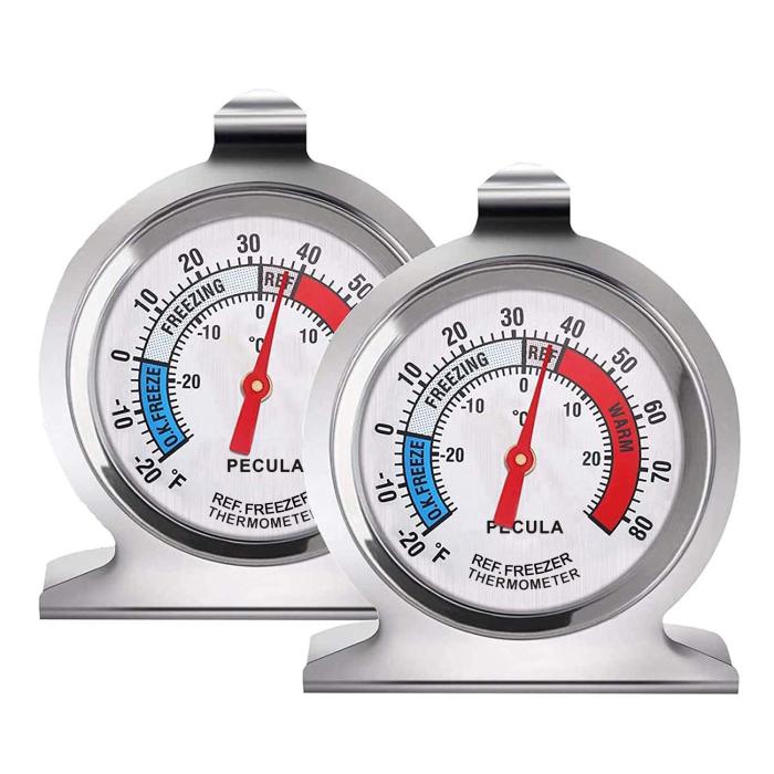 2 Pack Refrigerator Thermometer, -30~30°C/-20~80°F, Classic Fridge Thermometer Large Dial with Red Indicator Thermometer for Freezer Refrigerator Cooler