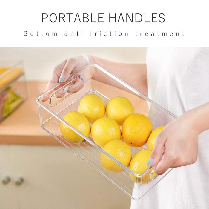 Stackable  Refrigerator Organizer Bins ,Fridge Organizers with Cutout Handles for Freezer Kitchen Countertops, Cabinets - Clear Plastic Pantry Food Storage Rack -6Pack