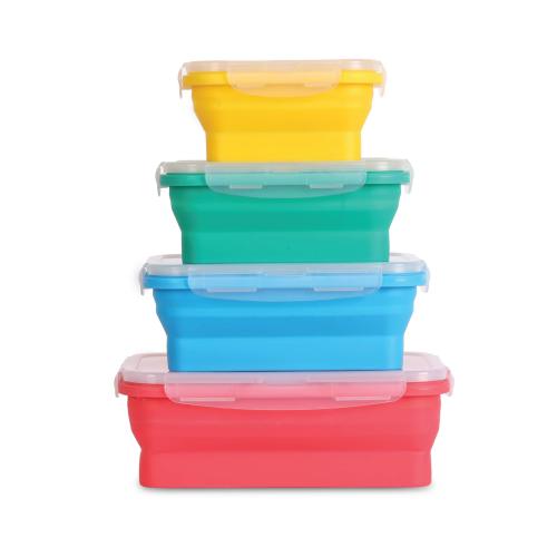 Rectangular Collapsible Silicone Container 4 Piece Set
