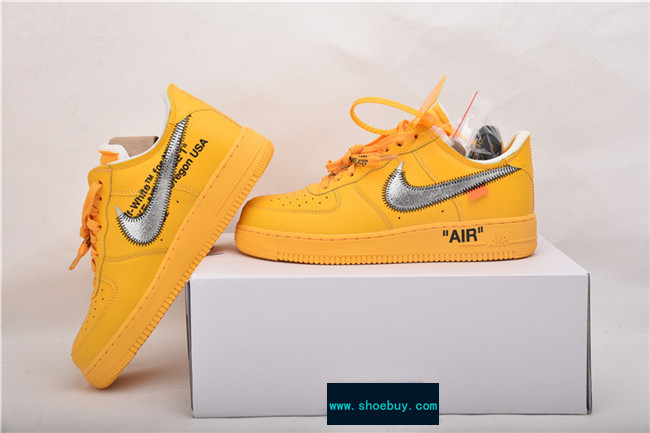 Nike Air Force 1 Low Off White University Gold Metallic Silver Dd1876 700