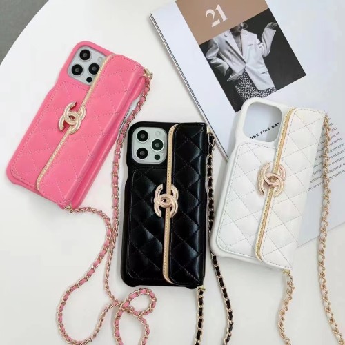 シャネル iPhone13/13Pro/13ProMaxケース ショルダーケース 2022年新作 Chanel iPhone12ProMax/12Pro/12ケース チェーンストライプ付き CHANEL iPhone11ProMax/11ケース CCマーク カード収納 レディース エレガント 全3色 casebuyee通販