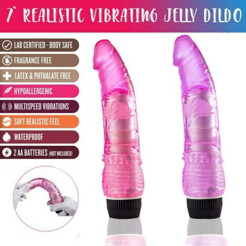 Vibrating Realistic Dildo G-Spot Sex Toy for Women 7 inch Jelly Multi Speed UK