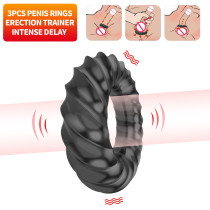 3Pcs Penis Rings Erection Trainer Cock Ring Intense Delay Sex Toys for Men