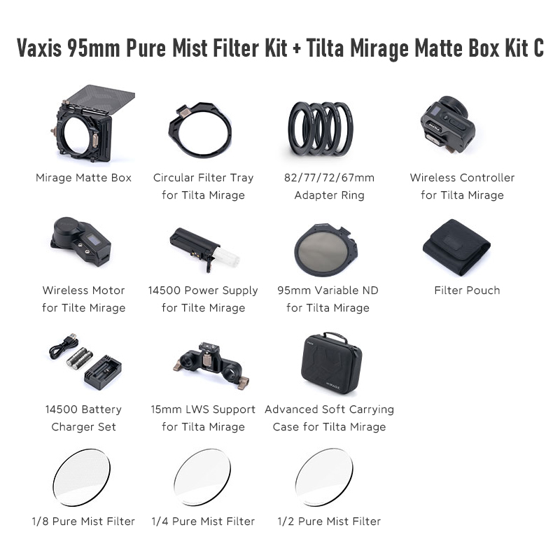 Tilta Mirage Matte Box Motorized VND Kit & Vaxis 95mm Pure Mist 1