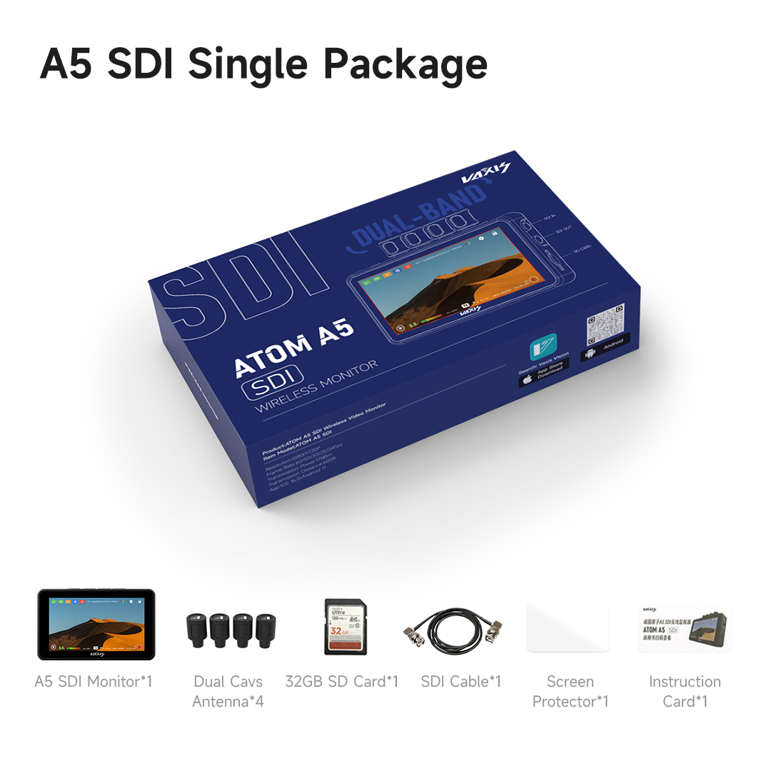 Vaxis Atom A5 SDI TX & RX Wireless Monitor Vaxis Atom A5 SDI TX & RX Wireless Monitor