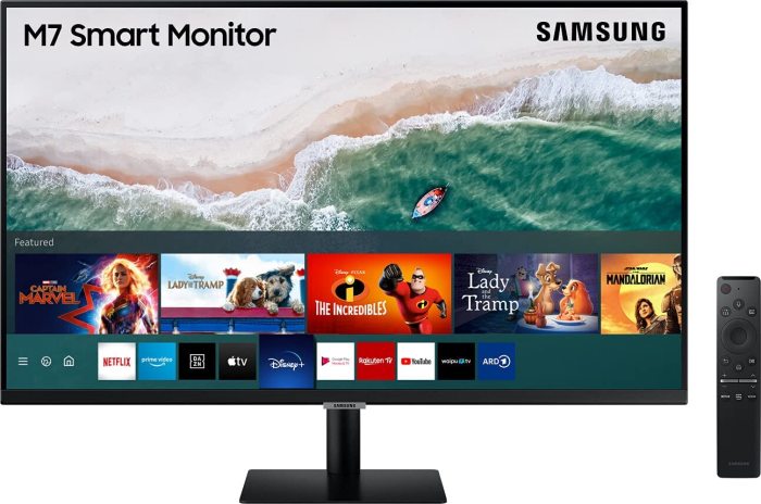 Samsung M7 Smart Monitor 32 Zoll Bildschirm VA mit Lautsprechern UHD Randlos  Smart TV Apps