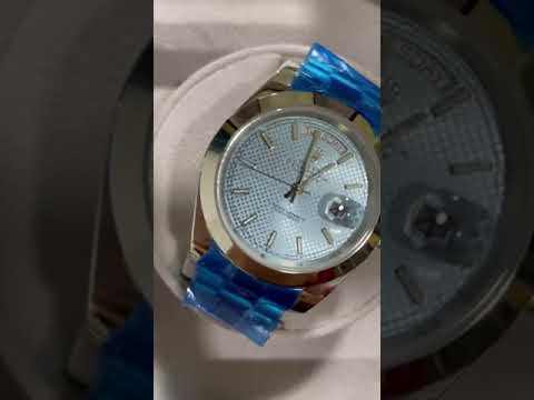 40MM Luxury Brand Blue Daydate Men Stainless Steel Mechanical Watch