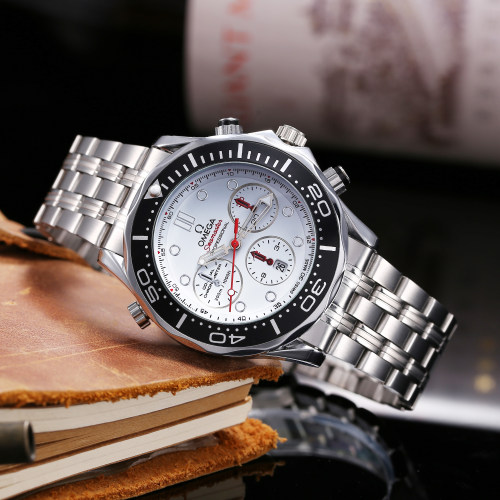 Luxury Brand OMEGA 6-PINS Women Men Leather Strap Quartz Watch