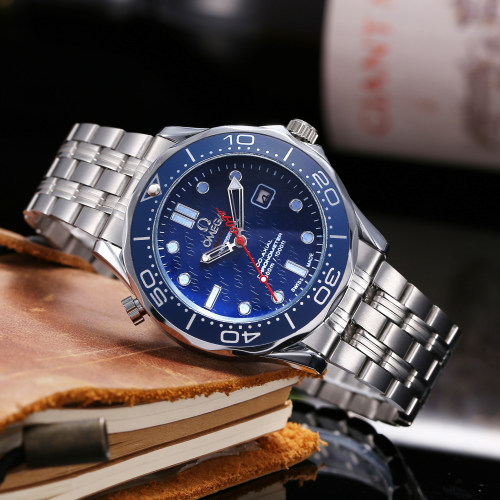 OMEGA Luxury Brand Seamaster 007 Men Business Alloy Quartz Watch