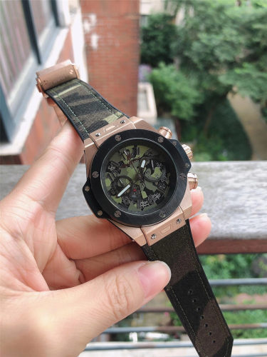 2021 New Luxury Brand Hublot Full Function Men Camouflage Strap Swiss Quartz Watch
