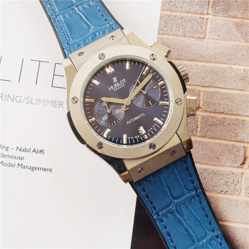2021 NEW Luxury Brand Hublot 4-Pins Full Function Men Leather Strap Automatic Mechanical Watch
