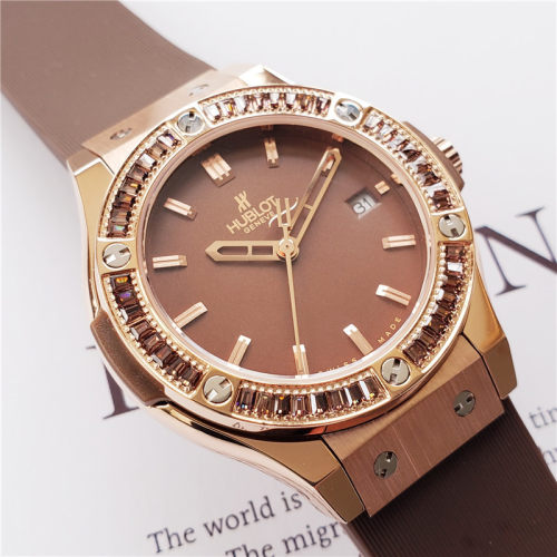 2021 NEW Luxury Brand Hublot Diamond Women Leather Strap Swiss Quartz Watch