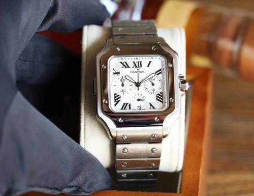 2021 Luxury Brand Cartier Full Function Men Gold Stainless steel Swiss Quartz Watch